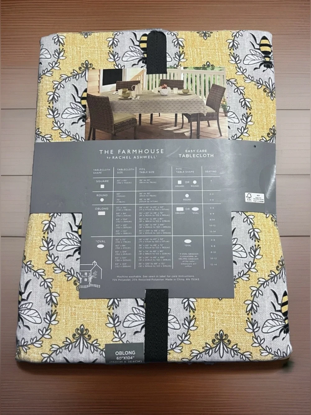 The Farmhouse By Rachel Ashwell Bumblebee Tablecloth 60”x104” Oblong No Fade